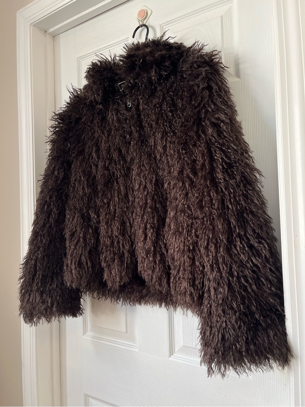 Lucky brand Shaggy brown Faux Fur Jacket coat size M - Picture 8 of 11